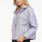 How Dare U My Favorite Layer Drawstring Hem PU Leather Zip Up Jacket in Lilac