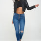 Coalition LA My Go To Bomber Zip Up Cropped Bomber Jacket in Black