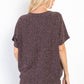 Be Stage Knit and Shimmer Lurex Center Elastic Cinched Knit Top in Brown