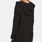 Zenana My Way Hooded Open Front Sweater Cardigan in Black