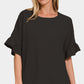 Zenana She Spreads Her Wings V-Neck Flutter Sleeve Top