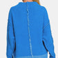 Zenana Everyday Cozy Exposed Seam Mock Neck Long Sleeve Sweater in Ocean Blue