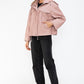 How Dare U My Favorite Layer Drawstring Hem PU Leather Zip Up Jacket in Mauve