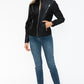 Snobbish Ready To Own The Night Faux Leather Zip Up Mock Neck Jacket in Black