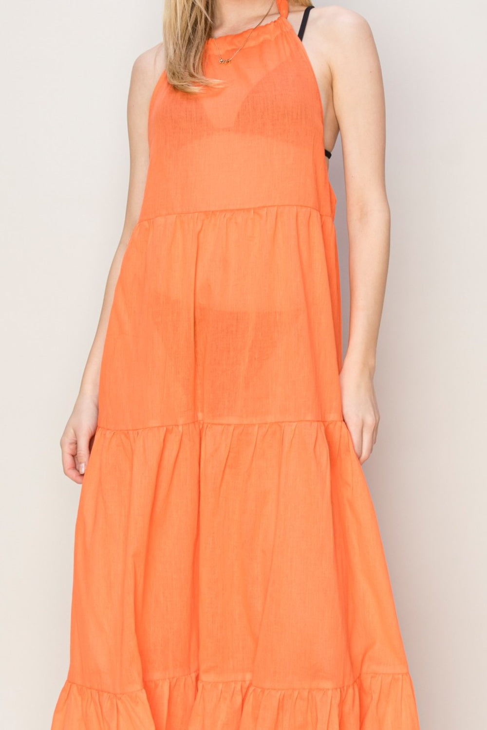 HYFVE Perfect Paradise Halter Neck Cover Up Maxi Dress in Orange