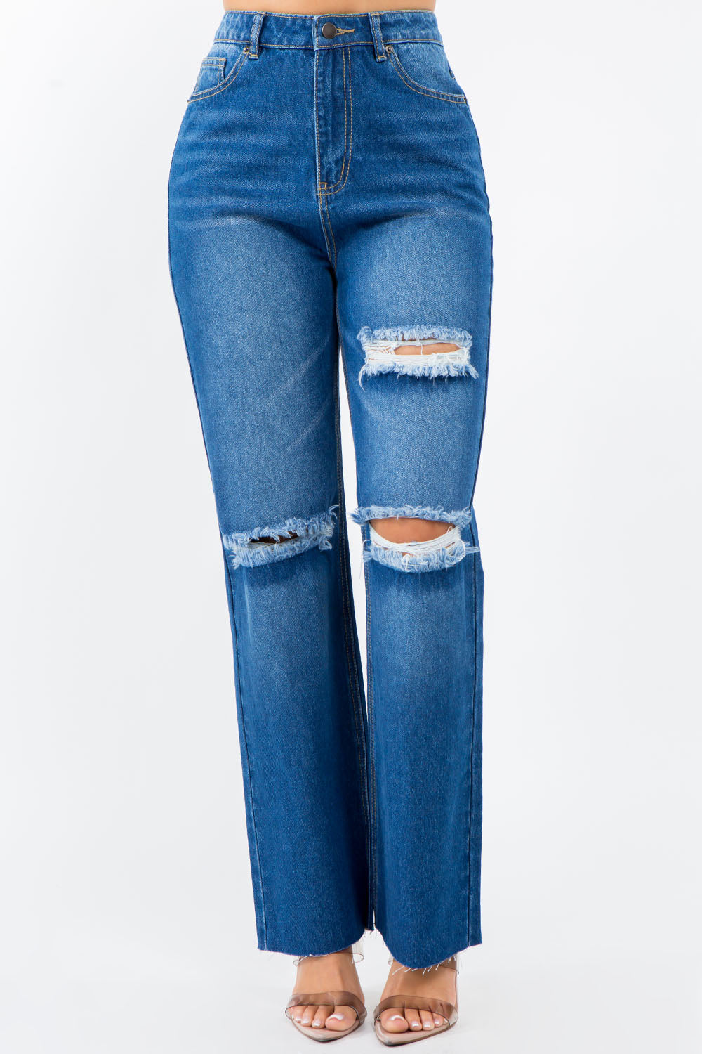 American Bazi Amelia High Waist Distressed Wide Leg Jeans