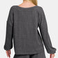 Zenana Collecting Moments V-Neck Long Sleeve Ribbed Top and Shorts Set in Black