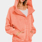 Zenana Easy Thinking Acid Wash Fleece Kangaroo Pocket Hoodie in Coral