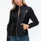 Snobbish Ready To Own The Night Faux Leather Zip Up Mock Neck Jacket in Black