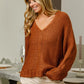 BiBi Cinnamon Cuddles V-Neck Cable Knit Sweater