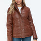 YMI Cozy Perfection Pocketed Zip Up Turtleneck Puffer Jacket in Brandy