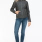 Snobbish Ready To Own The Night Faux Leather Zip Up Mock Neck Jacket in Charcoal