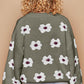 POL Petals Of Perfection Daisy Pattern Drop Shoulder Sweater in Olive