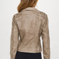 Coalition LA Classy With An Attitude Studded Classic Moto Faux Leather Jacket in Mocha