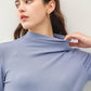 Be Cool Finding My Balance Mock Neck Long Sleeve T-Shirt in Vintage Blue