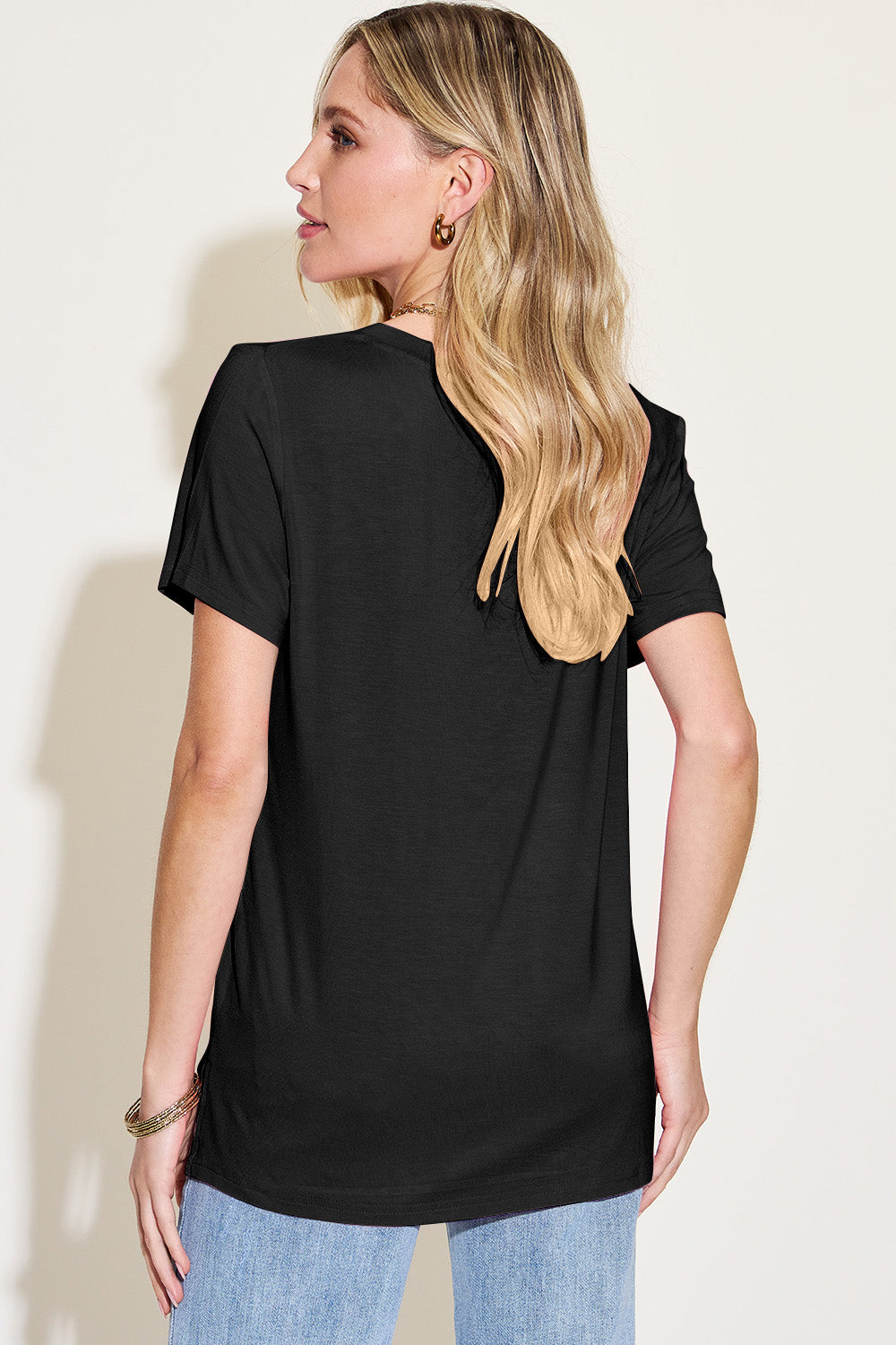 Basic Bae Bamboo All Day Long V-Neck High-Low T-Shirt