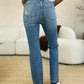 Judy Blue Janele Mid Rise Destroyed Hem Distressed Jeans