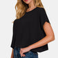 Zenana Keep It Simple Short Sleeve Crop T-Shirt in Black