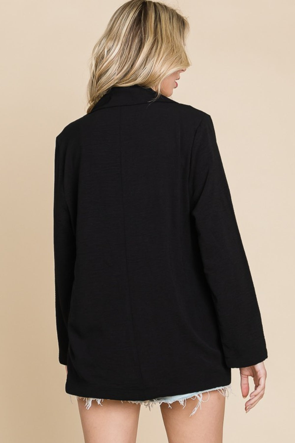 Culture Code Impressed One Button Long Sleeve Blazer with Pockets in Black