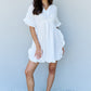 Ninexis Out Of Time Ruffle Hem Dress with Drawstring Waistband in White