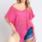 GeeGee Give Me My Hot Pink Short Sleeve Side Slit Knit Cover Up Dress