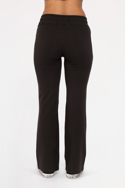 Mono B Own It Drawstring Flared Pants in Black