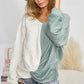 BiBi Unleash Cozy Twist Front Contrast Cable Knit Top