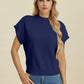 Double Take Lovely Day Mock Neck Short Sleeve Sweater