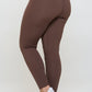 Yelete Conquer The Cold Fleece Lined High Waisted Leggings in Coffee Brown