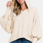 Zenana Brushed Perfection Hacci Drop Shoulder Cropped Hoodie in Sand Beige