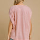 Umgee I'm On Point Exposed Seam Batwing Sleeve Knit Top in Dusty Pink