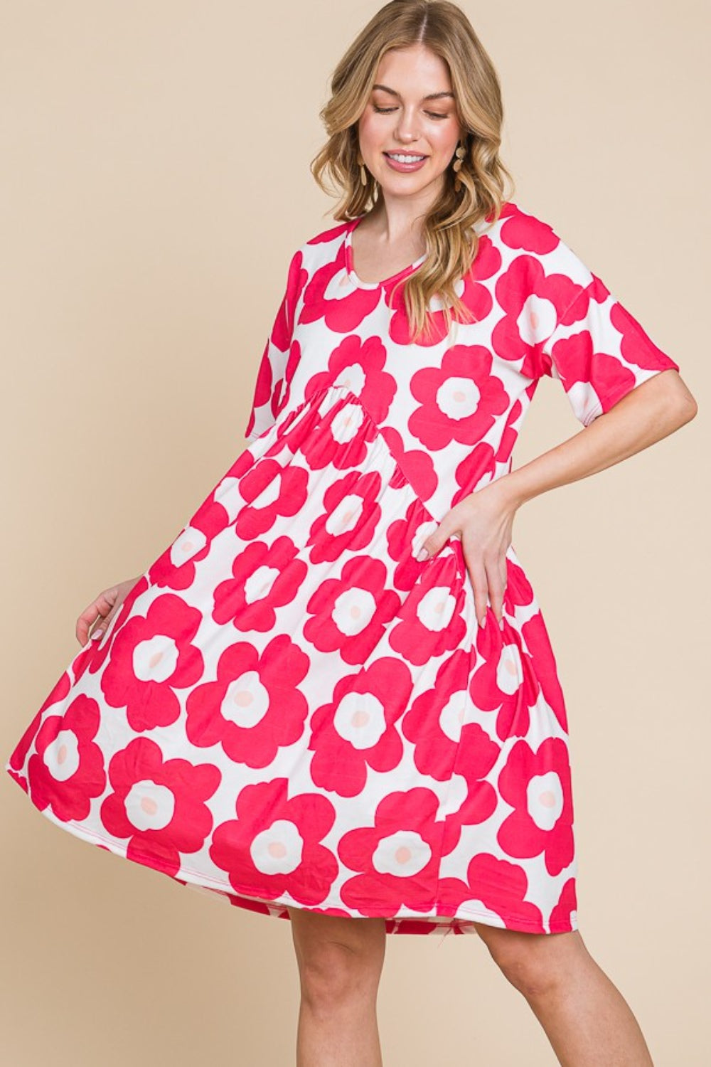 BOMBOM Flower Petals Ruched Dress