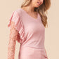 BiBi Dainty & Sweet Ruffled Lace Sleeve Rib Knit Top