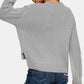 Zenana My Chilliest Adventure Cropped High Low Cable Sweater with Side Slits in H Grey