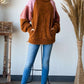Culture Code A Vintage Year Color Block Faux Fur Raglan Sleeve Sweatshirt in Brown