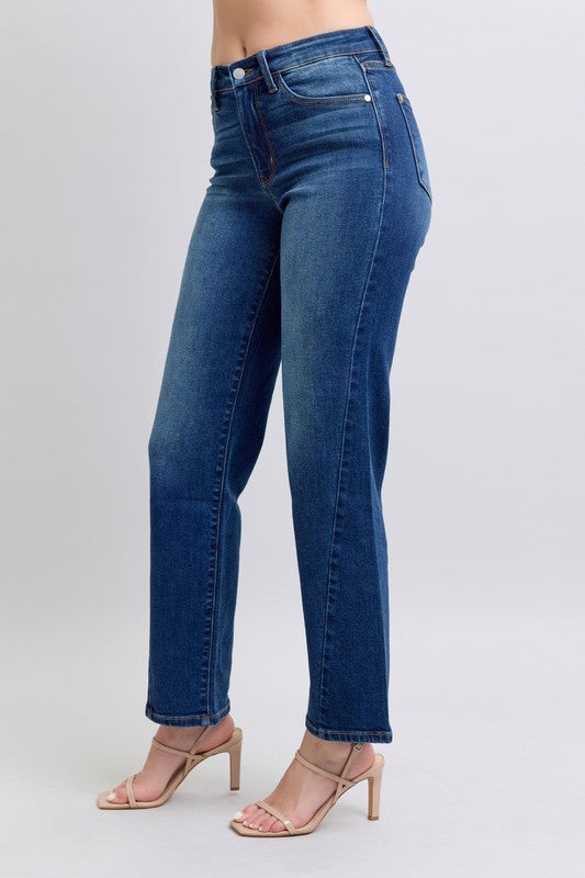 Judy Blue Mel Side Seam Detail Straight Jeans with Pockets