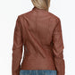 Snobbish A Wild Ride Faux Leather Biker Jacket with Side Zip Pockets in Brandy