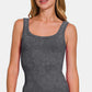 Zenana Chance Of Sun Ribbed Scoop Neck Tank in Black