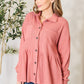 Heimish My Favorite Fall Day Waffle-Knit Button Down Blouse