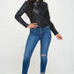 Coalition LA Look Again Zip Up Vegan Leather Moto Jacket in Black