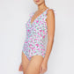 Marina West Swim Float On Ruffle Faux Wrap One-Piece in Roses Off-White