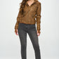 Coalition LA Boss Babe Double Zip Hooded Long Sleeve Jacket in Camel