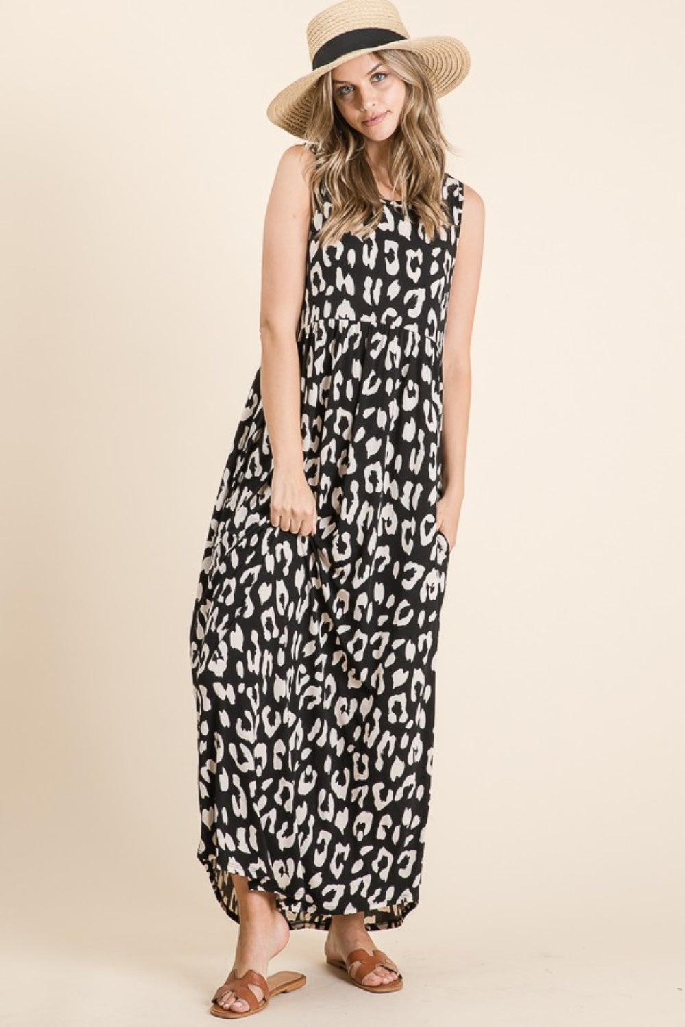 BOMBOM Wild Livin' Leopard Maxi Dress with Pockets