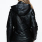 How Dare U Embrace The Chill Pocketed Zip Up Puffer Jacket with Removable Hood in Black