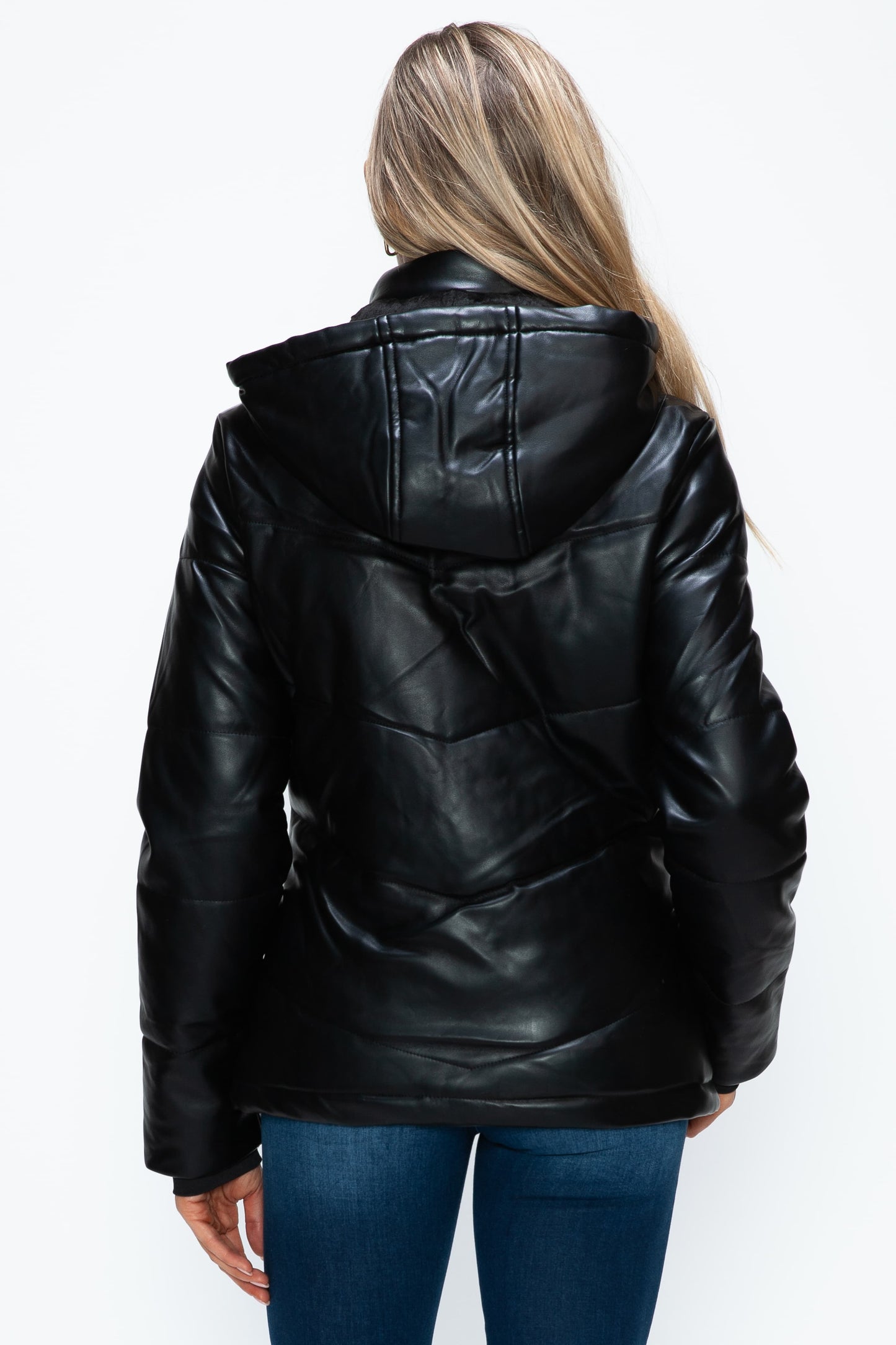 How Dare U Embrace The Chill Pocketed Zip Up Puffer Jacket with Removable Hood in Black