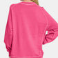 Zenana Hot Pink Cuddles Pigment Dyed French Terry Sweatshirt