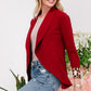 Celeste Conquer Yourself Rolled Leopard Cuff Open Front Blazer in Burgundy