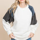 Culture Code A Vintage Year Color Block Faux Fur Raglan Sleeve Sweatshirt in White
