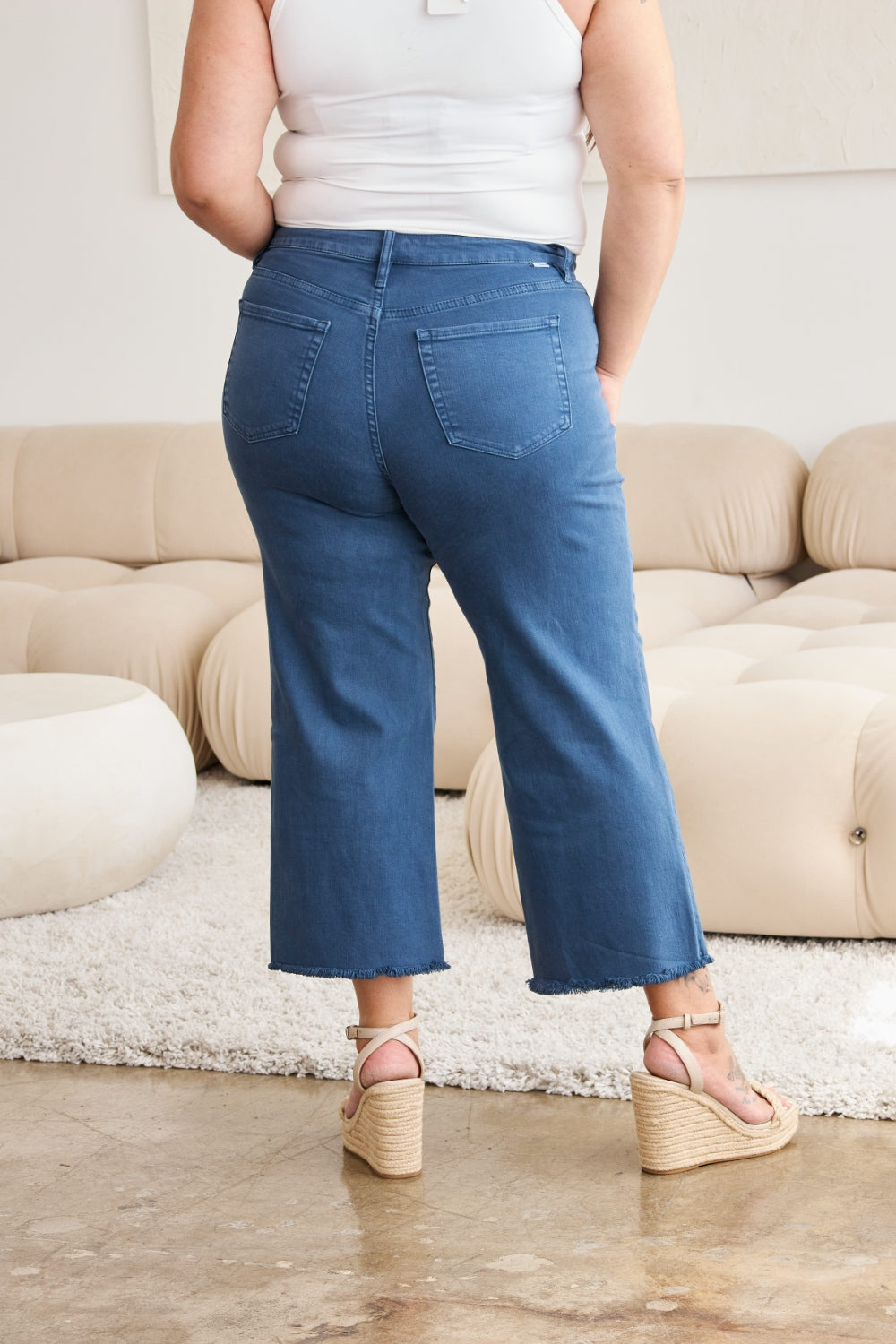 RFM Chloe Tummy Control High Waist Raw Hem Crop Jeans