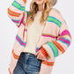 SAGE + FIG Color Me Happy Rainbow Striped Open Front Knit Cardigan